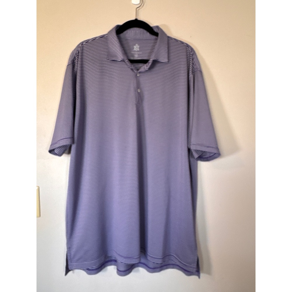 Turtleson Tour Performance Mens XXL Purple White Striped Golf Polo Shirt Stretch